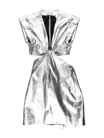 Pre-owned A.l.c V-neck Mini Dress W/ Tags In Silver