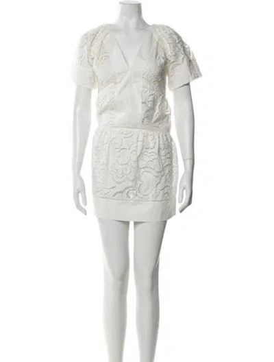 Pre-owned A.l.c V-neck Mini Dress In White