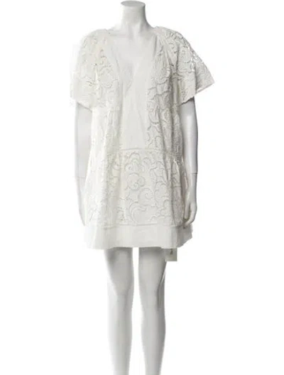 Pre-owned A.l.c V-neck Mini Dress In White