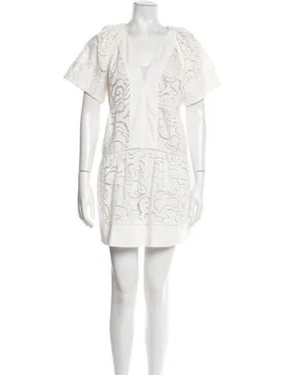 Pre-owned A.l.c V-neck Mini Dress In White