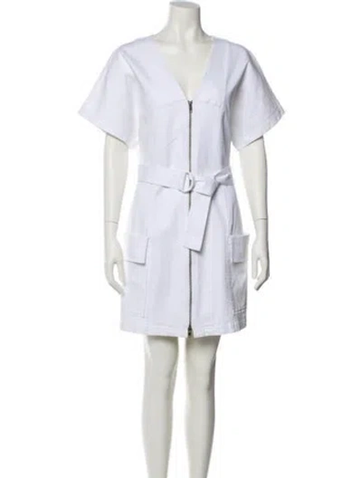 Pre-owned A.l.c V-neck Mini Dress In White
