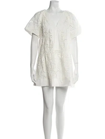 Pre-owned A.l.c V-neck Mini Dress In White