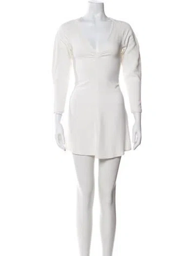 Pre-owned A.l.c V-neck Mini Dress In White