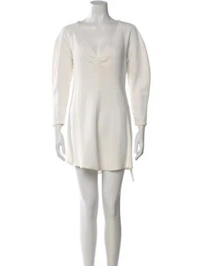 Pre-owned A.l.c V-neck Mini Dress In White