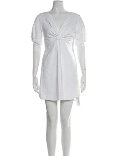 Pre-owned A.l.c V-neck Mini Dress In White