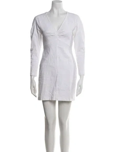 Pre-owned A.l.c V-neck Mini Dress In White