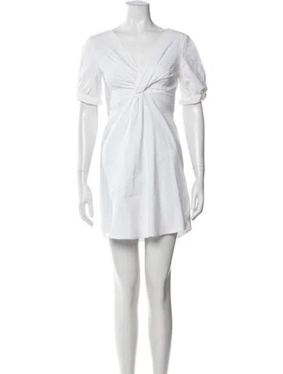 Pre-owned A.l.c V-neck Mini Dress In White