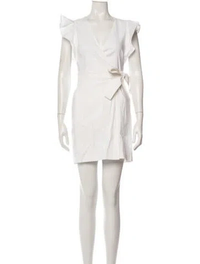Pre-owned A.l.c V-neck Mini Dress In White