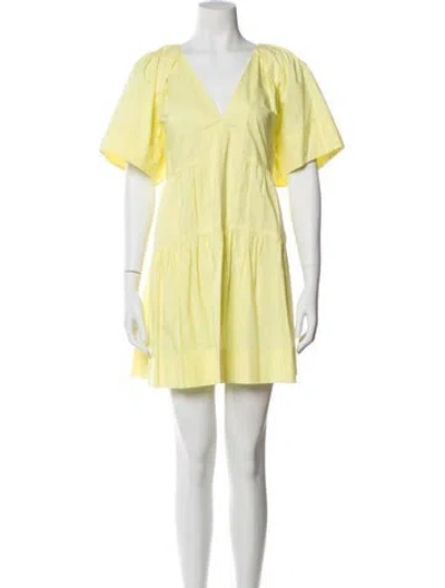 Pre-owned A.l.c V-neck Mini Dress In Yellow