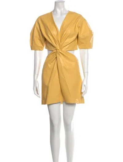 Pre-owned A.l.c V-neck Mini Dress In Yellow