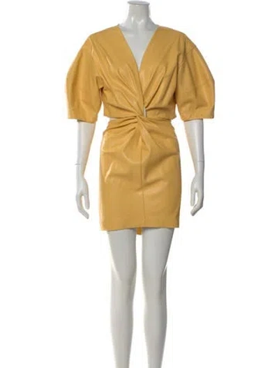 Pre-owned A.l.c V-neck Mini Dress In Yellow