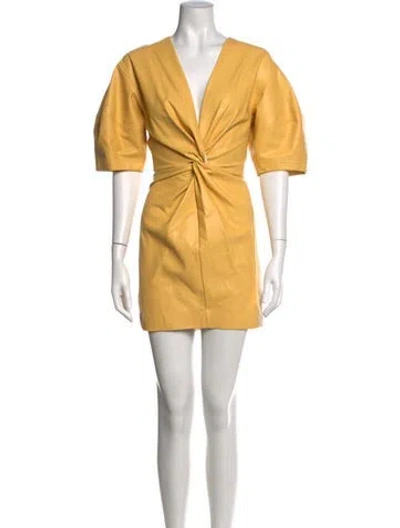 Pre-owned A.l.c V-neck Mini Dress In Yellow