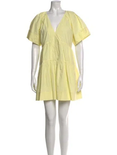Pre-owned A.l.c V-neck Mini Dress In Yellow
