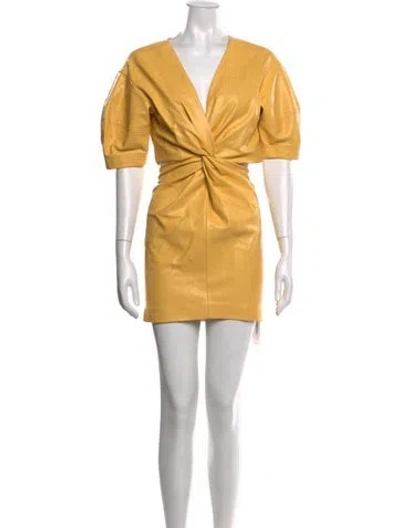 Pre-owned A.l.c V-neck Mini Dress In Yellow
