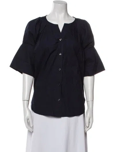 Pre-owned A.l.c V-neck Short Sleeve Blouse In Black