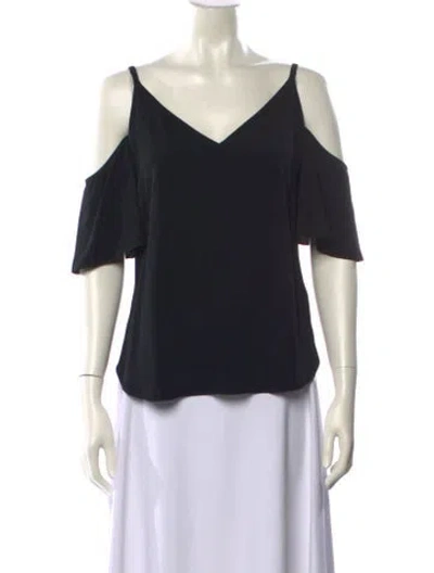 Pre-owned A.l.c V-neck Short Sleeve Blouse In Black