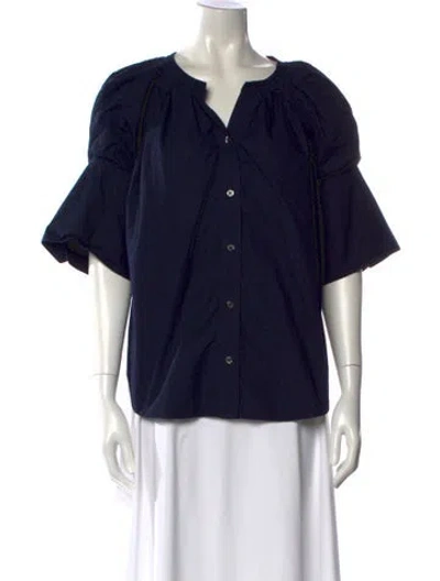 Pre-owned A.l.c V-neck Short Sleeve Blouse In Black