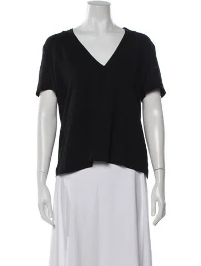 Pre-owned A.l.c V-neck Short Sleeve Blouse In Black