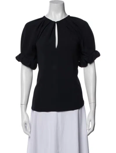 Pre-owned A.l.c V-neck Short Sleeve Blouse In Black