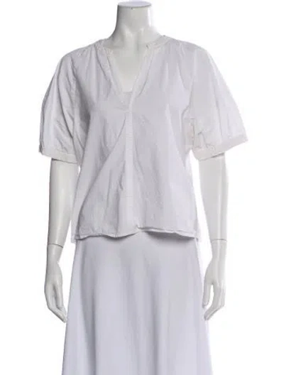 Pre-owned A.l.c V-neck Short Sleeve Blouse In Multi
