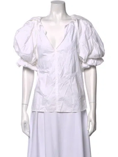 Pre-owned A.l.c V-neck Short Sleeve Blouse In Neutrals