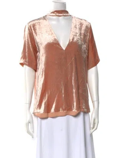 Pre-owned A.l.c V-neck Short Sleeve Blouse In Orange