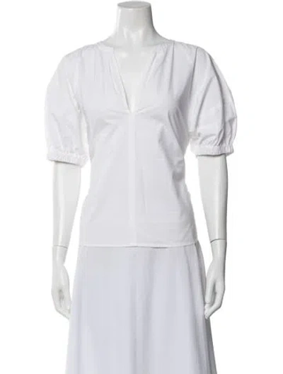 Pre-owned A.l.c V-neck Short Sleeve Blouse In White