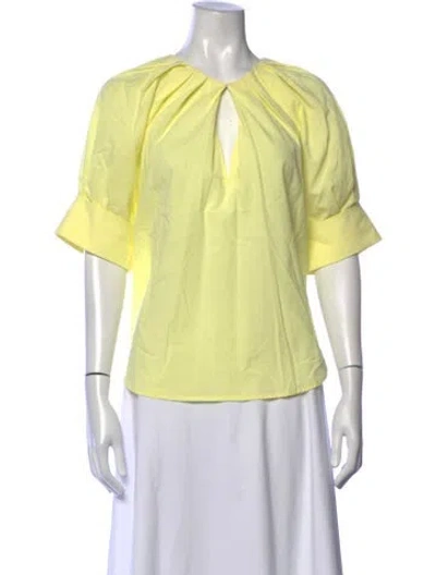 Pre-owned A.l.c V-neck Short Sleeve Blouse In Yellow