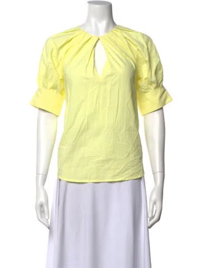 Pre-owned A.l.c V-neck Short Sleeve Blouse In Yellow