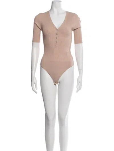 Pre-owned A.l.c V-neck Short Sleeve Bodysuit In Neutral