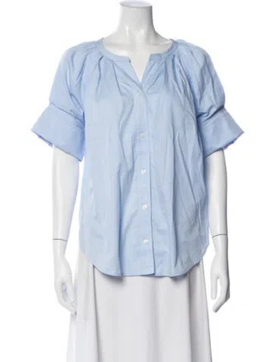 Pre-owned A.l.c V-neck Short Sleeve Button-up Top In White