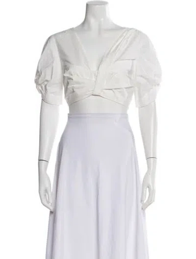 Pre-owned A.l.c V-neck Short Sleeve Crop Top In Neutral