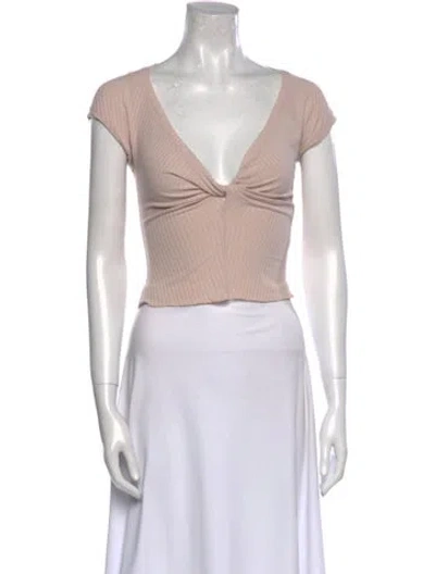 Pre-owned A.l.c V-neck Short Sleeve Crop Top In Pink