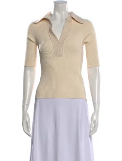 Pre-owned A.l.c V-neck Short Sleeve Polo In Neutral