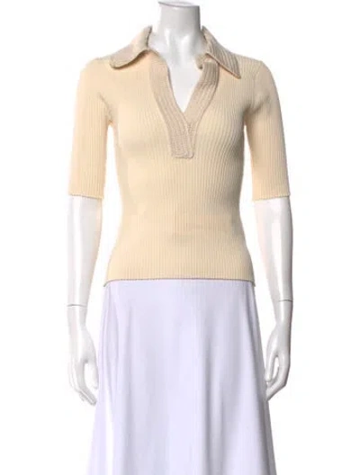 Pre-owned A.l.c V-neck Short Sleeve Polo In Neutral