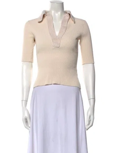 Pre-owned A.l.c V-neck Short Sleeve Polo In Neutral