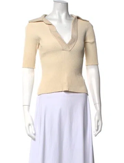 Pre-owned A.l.c V-neck Short Sleeve Polo In Neutrals