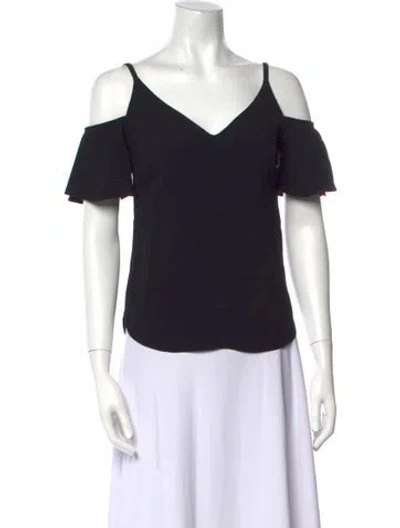 Pre-owned A.l.c V-neck Short Sleeve Top In Black