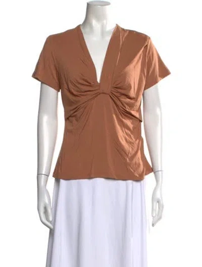 Pre-owned A.l.c V-neck Short Sleeve Top In Brown