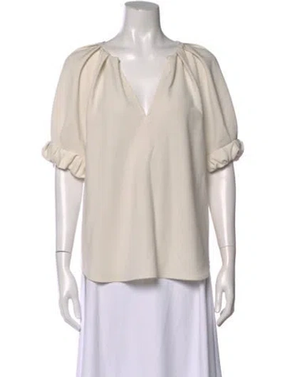 Pre-owned A.l.c V-neck Short Sleeve Top In Neutral
