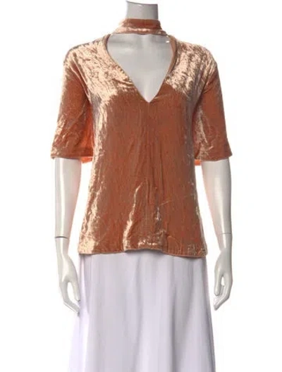 Pre-owned A.l.c V-neck Short Sleeve Top In Neutrals