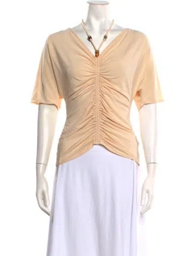 Pre-owned A.l.c V-neck Short Sleeve Top In Neutrals