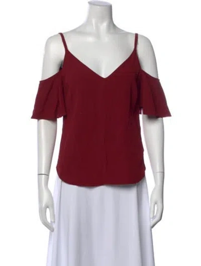 Pre-owned A.l.c V-neck Short Sleeve Top In Red