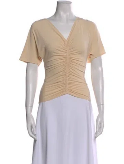 Pre-owned A.l.c V-neck Short Sleeve Top W/ Tags In Neutral