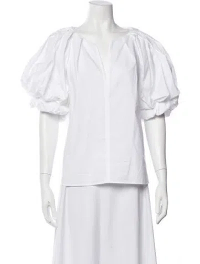 Pre-owned A.l.c V-neck Short Sleeve Top In White