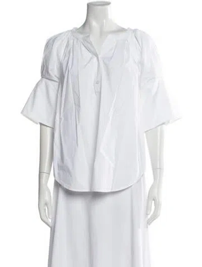 Pre-owned A.l.c V-neck Short Sleeve Top In White