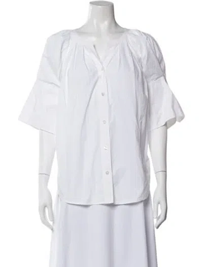 Pre-owned A.l.c V-neck Short Sleeve Top In White