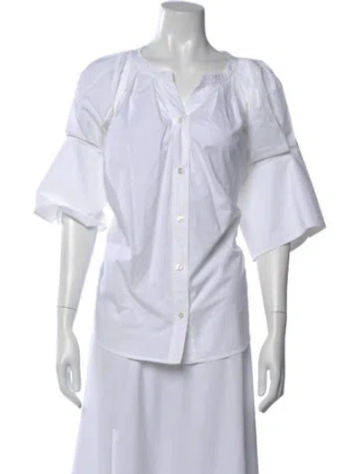 Pre-owned A.l.c V-neck Short Sleeve Top In White