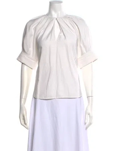 Pre-owned A.l.c V-neck Short Sleeve Top In White