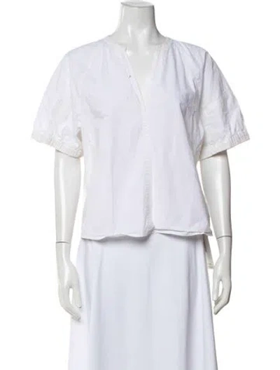 Pre-owned A.l.c V-neck Short Sleeve Top In White